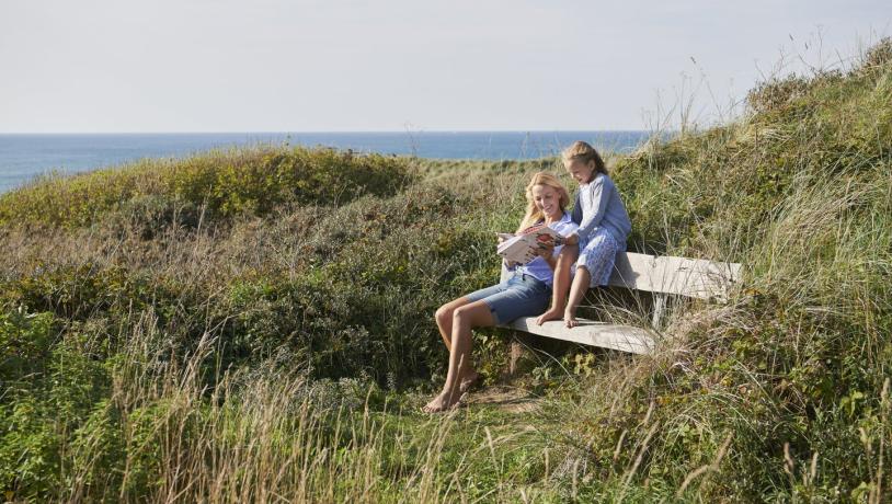 Mother and son in Hirtshals in the dunes, close to the beach