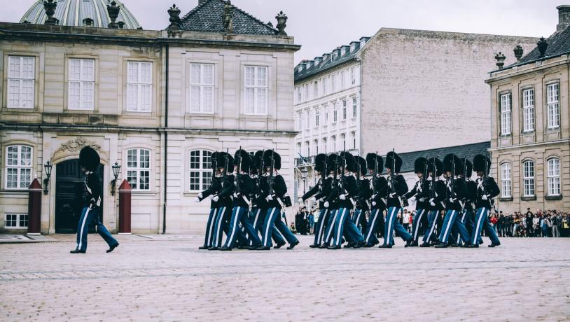 Changing of The Royal Guard at Amalienborg Palace in Copenhagen,
