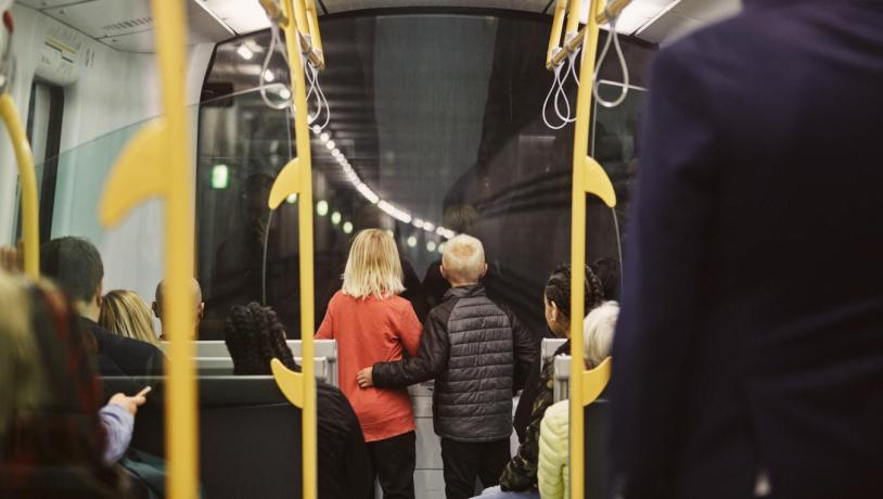 Two boys riding the Metro in Copenhagen