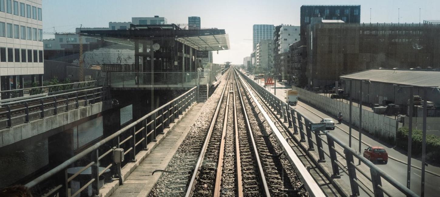 Child in front of driver-less Copenhagen Metro, Denmark