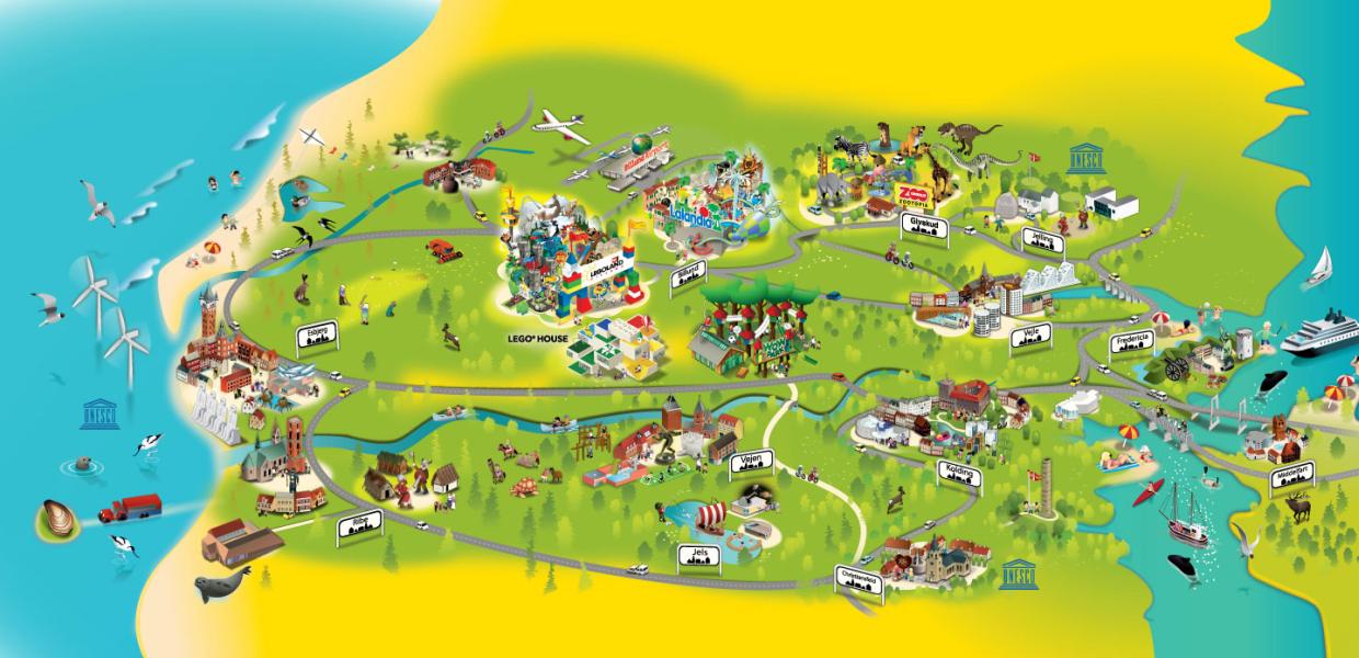 A map of Legoland Billund Resort in Denmark