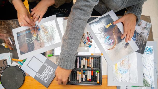 Kids drawing viewed from above