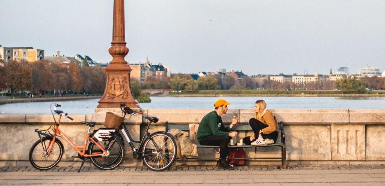 Relaxing with coffee on Queen Louise Bridge Copenhagen