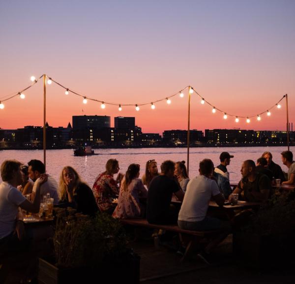 Summer evening at Reffen street food market in Copenhagen