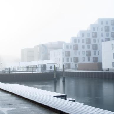 The harbour bath in Odense during winter.